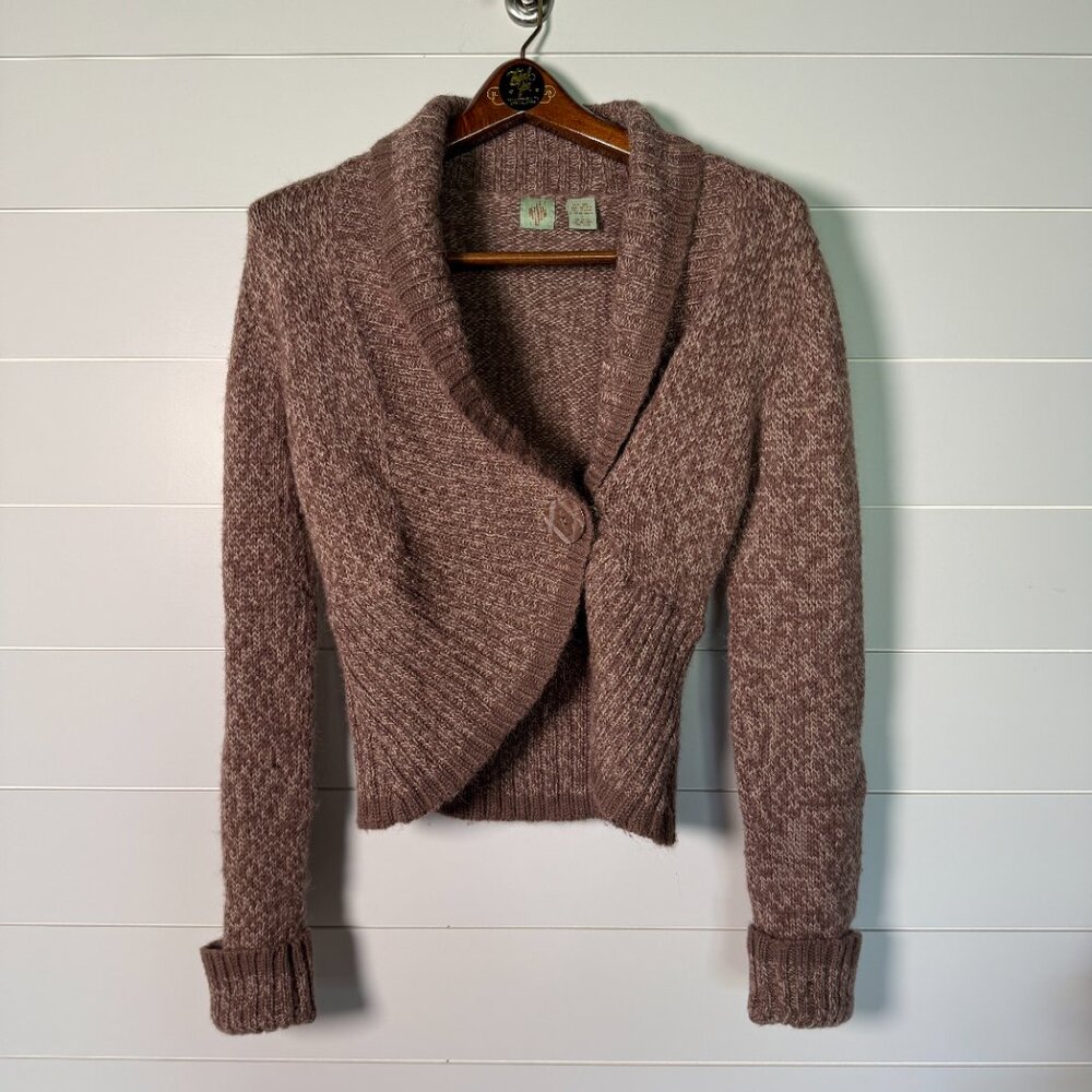 HWR Cardigan One Button Brown Heather Wool/Alpaca Blend Sz Medium